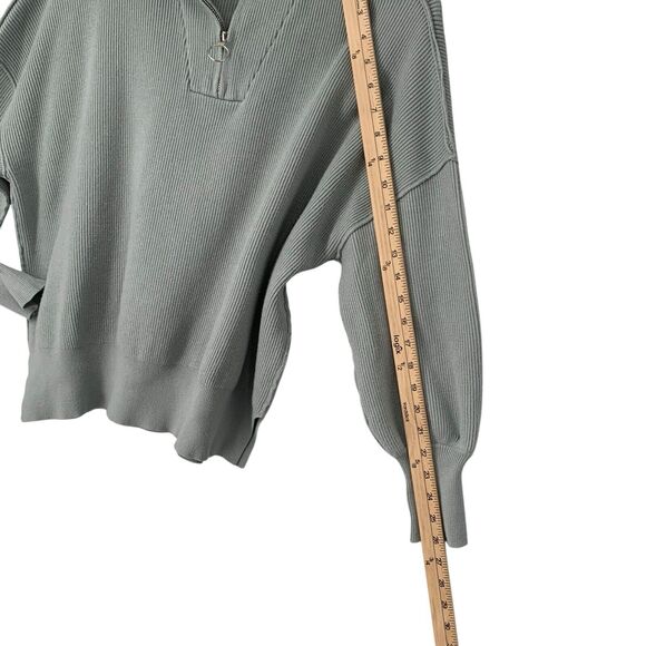ANRABESS Quarter Zip Pullover Ribbed Knit Sweater Medium Green - Picture 5 of 8